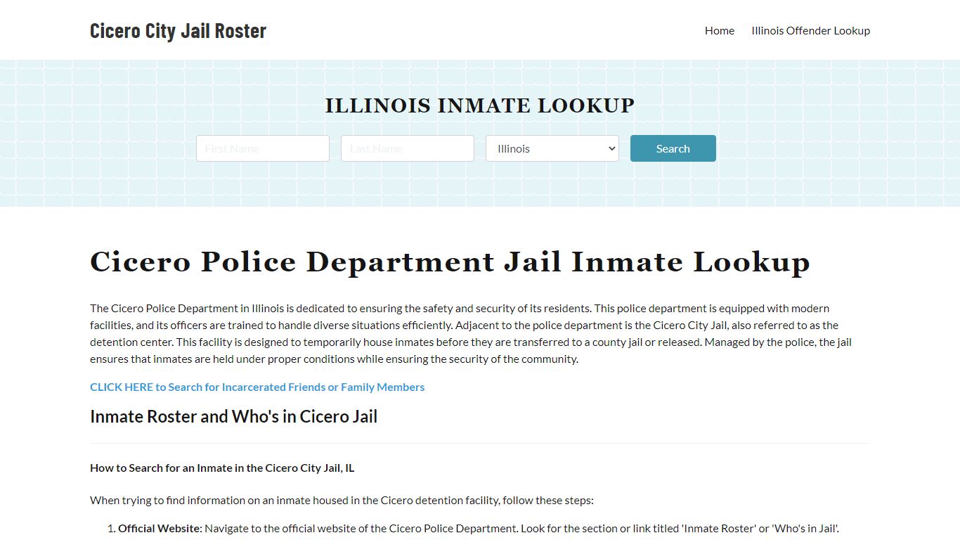 Cicero Police Department & City Jail, IL Inmate Roster, Arrests, Mugshots