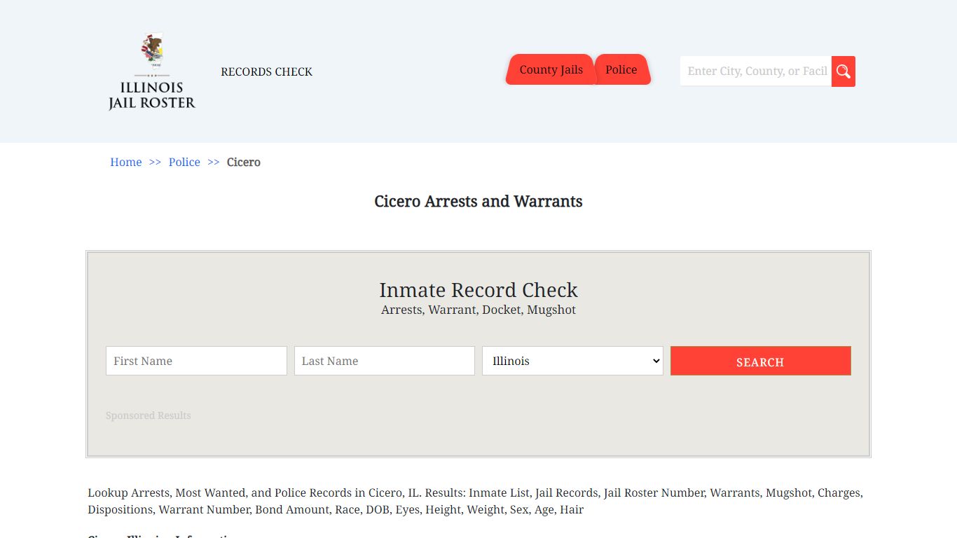 Cicero Arrests and Warrants | Jail Roster Search